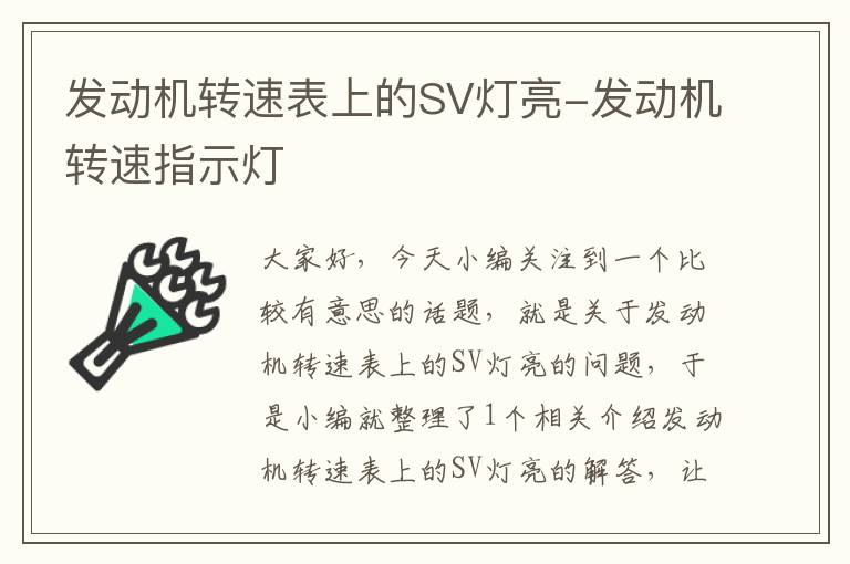 发动机转速表上的SV灯亮-发动机转速指示灯