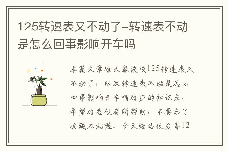 125转速表又不动了-转速表不动是怎么回事影响开车吗