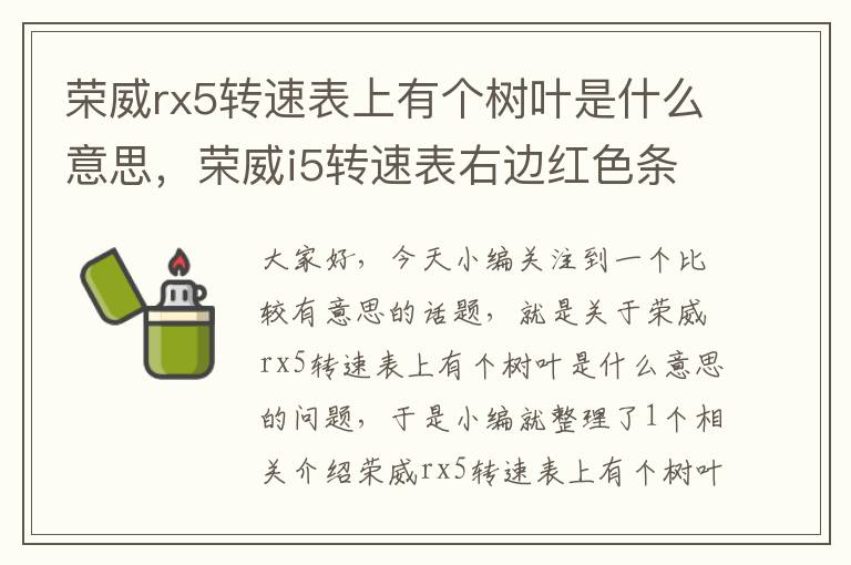 荣威rx5转速表上有个树叶是什么意思，荣威i5转速表右边红色条是什么