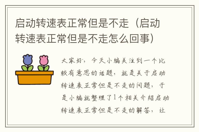 启动转速表正常但是不走（启动转速表正常但是不走怎么回事）