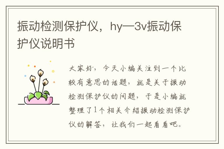 振动检测保护仪，hy—3v振动保护仪说明书