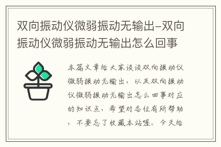 双向振动仪微弱振动无输出-双向振动仪微弱振动无输出怎么回事