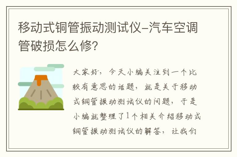 移动式铜管振动测试仪-汽车空调管破损怎么修？