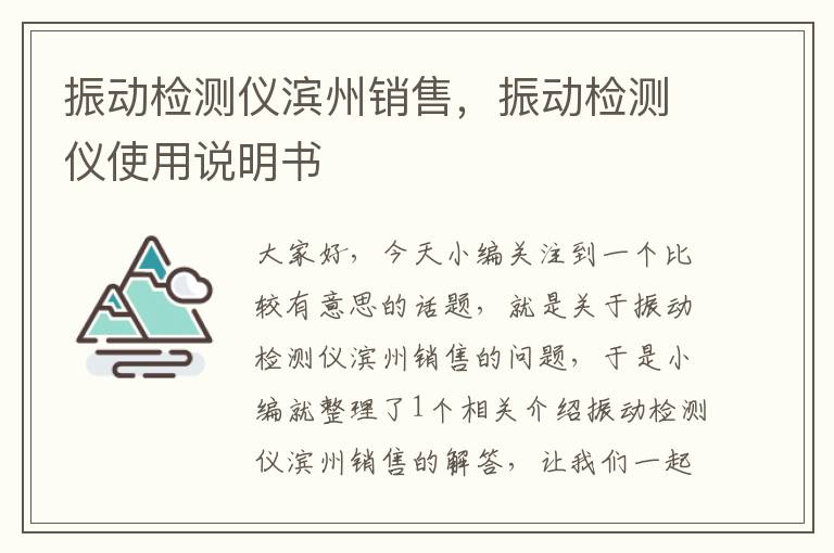 振动检测仪滨州销售，振动检测仪使用说明书