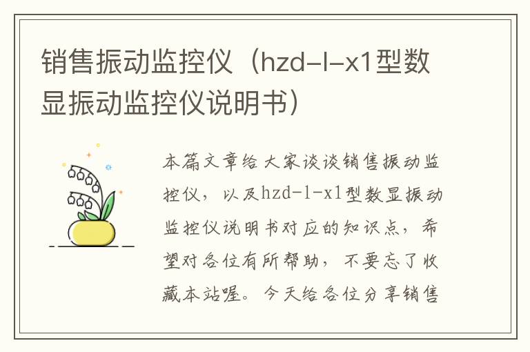 销售振动监控仪（hzd-l-x1型数显振动监控仪说明书）