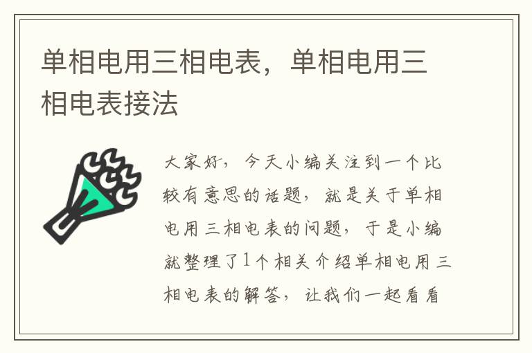 单相电用三相电表，单相电用三相电表接法