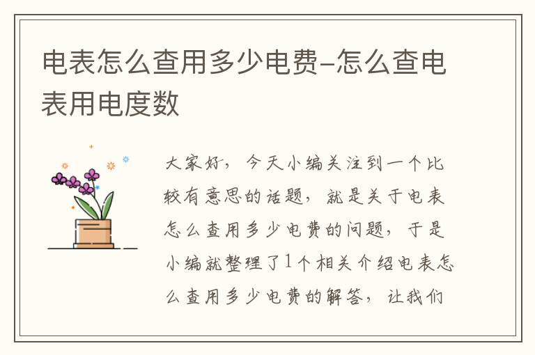 电表怎么查用多少电费-怎么查电表用电度数