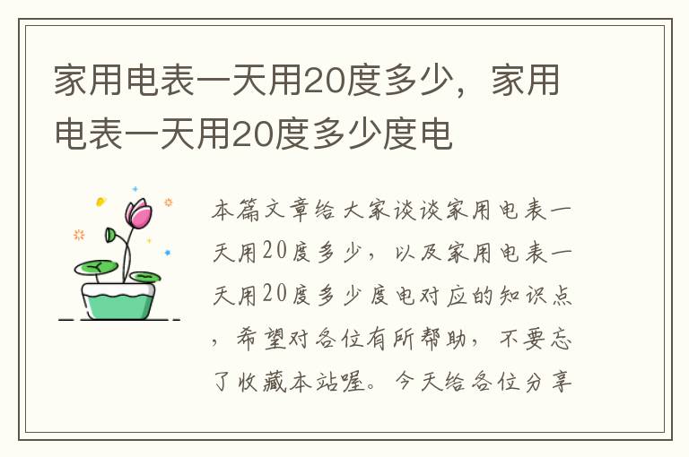 家用电表一天用20度多少，家用电表一天用20度多少度电