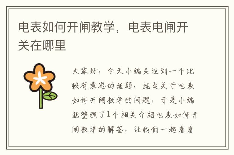 电表如何开闸教学，电表电闸开关在哪里