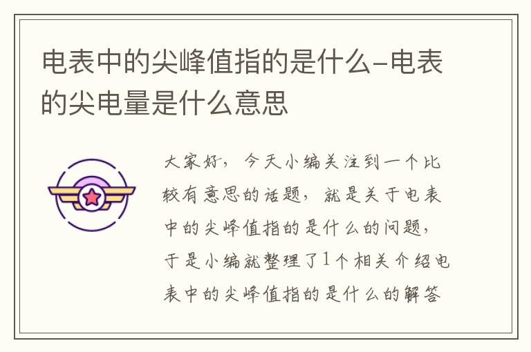 电表中的尖峰值指的是什么-电表的尖电量是什么意思