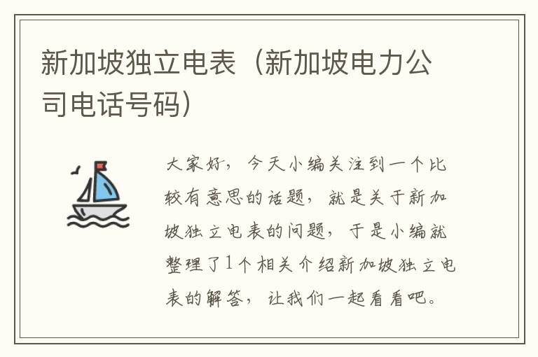 新加坡独立电表（新加坡电力公司电话号码）