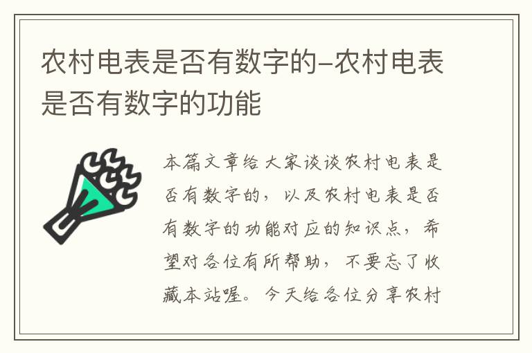 农村电表是否有数字的-农村电表是否有数字的功能