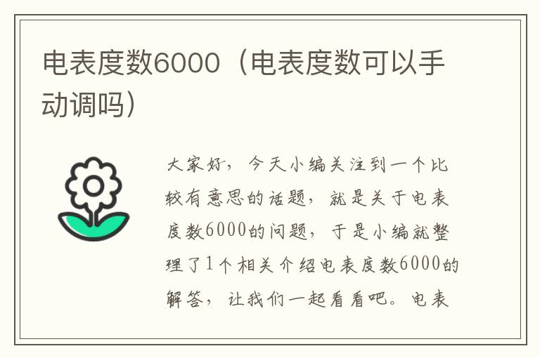 电表度数6000（电表度数可以手动调吗）