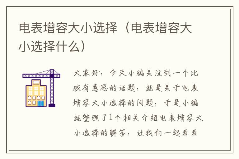 电表增容大小选择（电表增容大小选择什么）