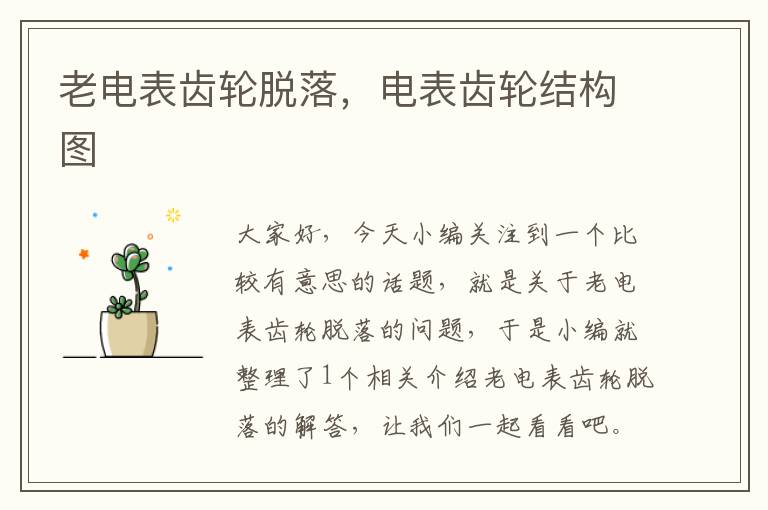 老电表齿轮脱落，电表齿轮结构图