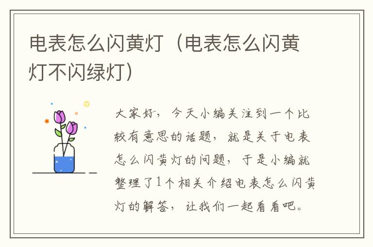 电表怎么闪黄灯（电表怎么闪黄灯不闪绿灯）