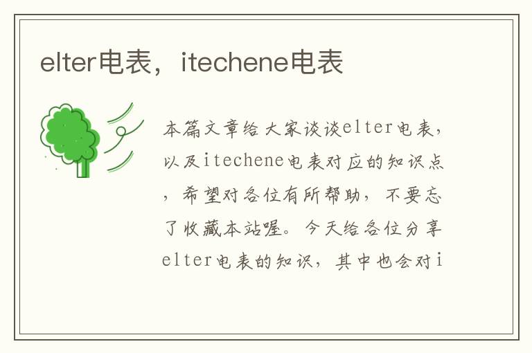 elter电表，itechene电表