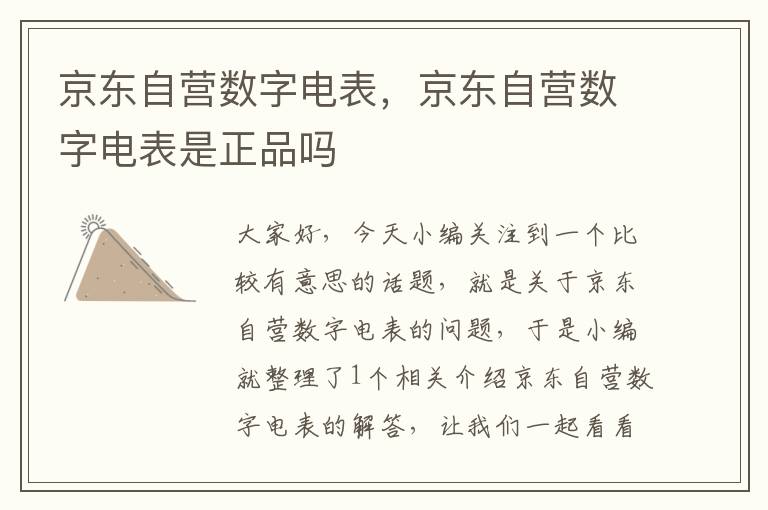 京东自营数字电表，京东自营数字电表是正品吗