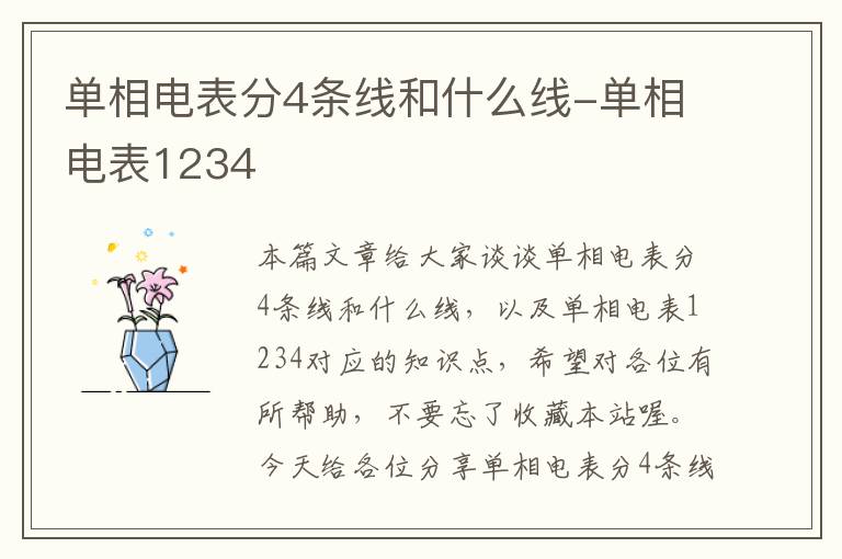 单相电表分4条线和什么线-单相电表1234