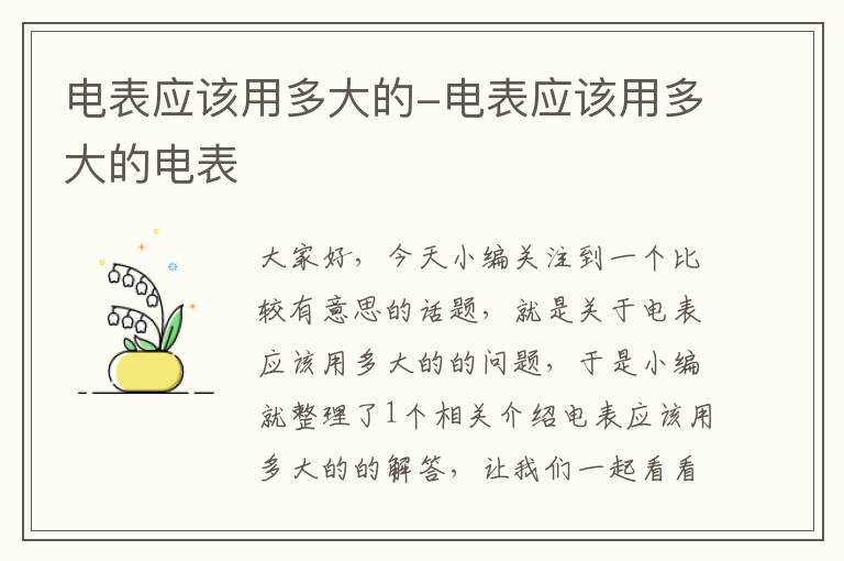 电表应该用多大的-电表应该用多大的电表