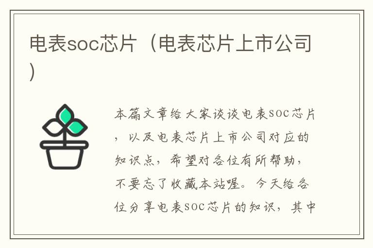 电表soc芯片（电表芯片上市公司）