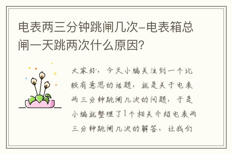 电表两三分钟跳闸几次-电表箱总闸一天跳两次什么原因？