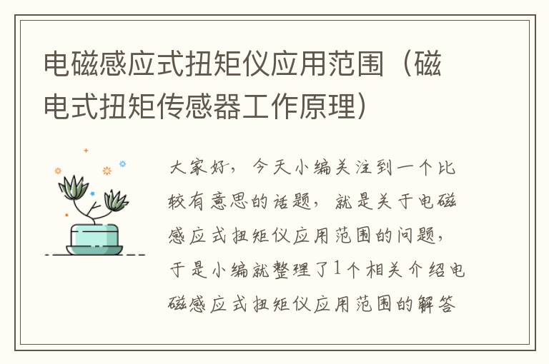 电磁感应式扭矩仪应用范围（磁电式扭矩传感器工作原理）