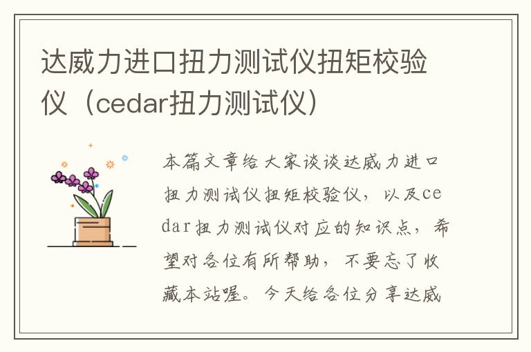 达威力进口扭力测试仪扭矩校验仪（cedar扭力测试仪）