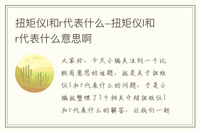 扭矩仪l和r代表什么-扭矩仪l和r代表什么意思啊