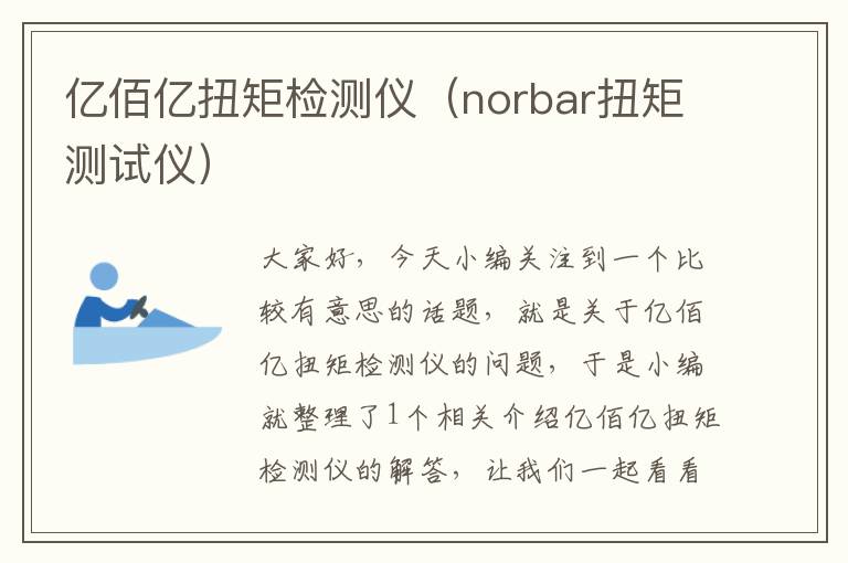 亿佰亿扭矩检测仪（norbar扭矩测试仪）