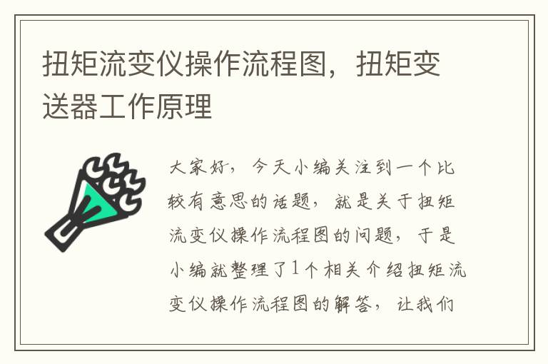 扭矩流变仪操作流程图，扭矩变送器工作原理