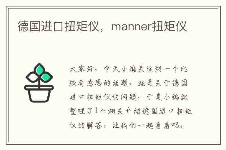 德国进口扭矩仪，manner扭矩仪