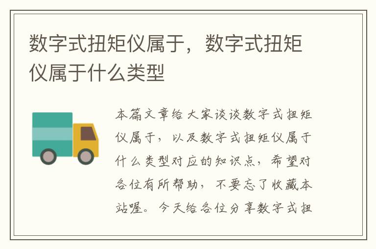 数字式扭矩仪属于，数字式扭矩仪属于什么类型