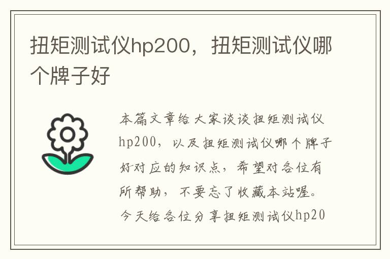 扭矩测试仪hp200，扭矩测试仪哪个牌子好