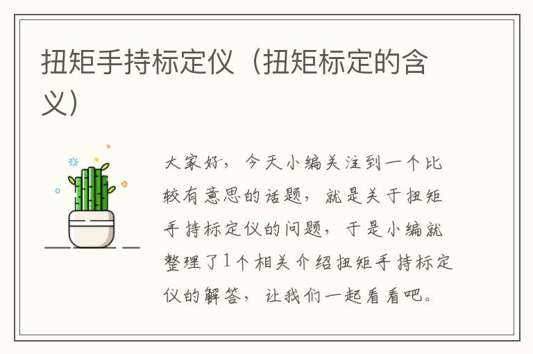 扭矩手持标定仪（扭矩标定的含义）