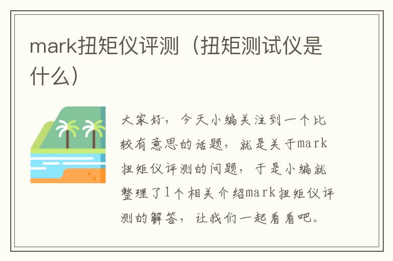 mark扭矩仪评测（扭矩测试仪是什么）