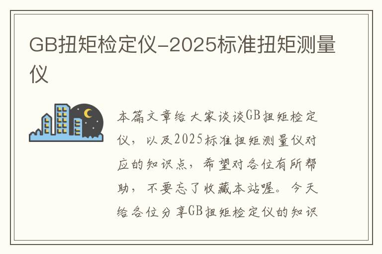 GB扭矩检定仪-2025标准扭矩测量仪