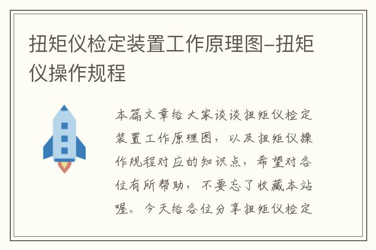 扭矩仪检定装置工作原理图-扭矩仪操作规程