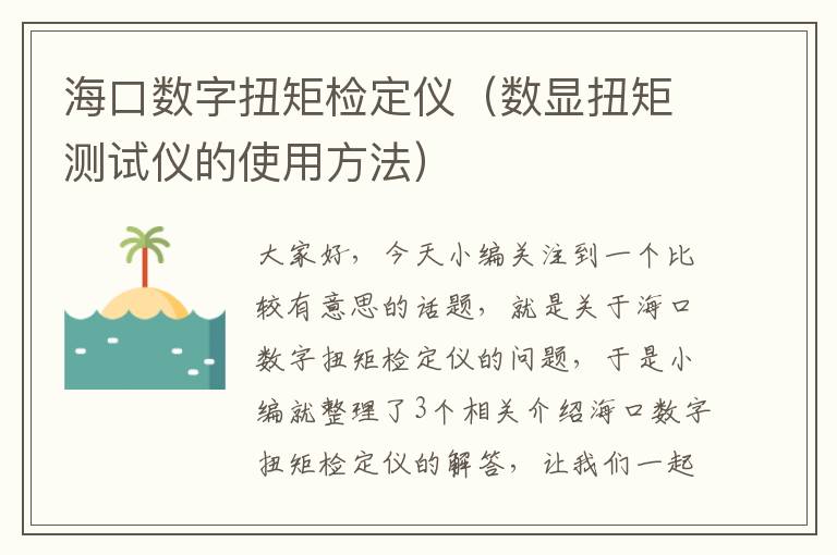 海口数字扭矩检定仪（数显扭矩测试仪的使用方法）