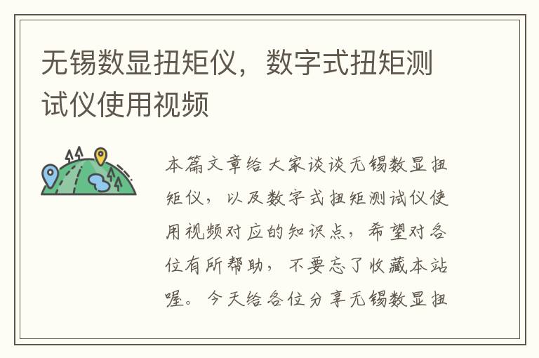 无锡数显扭矩仪，数字式扭矩测试仪使用视频