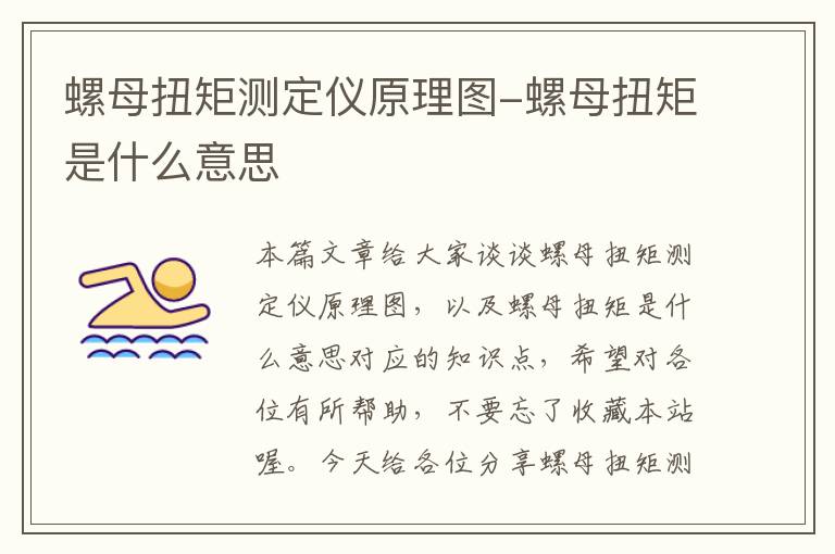 螺母扭矩测定仪原理图-螺母扭矩是什么意思