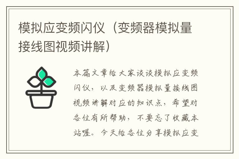 模拟应变频闪仪（变频器模拟量接线图视频讲解）