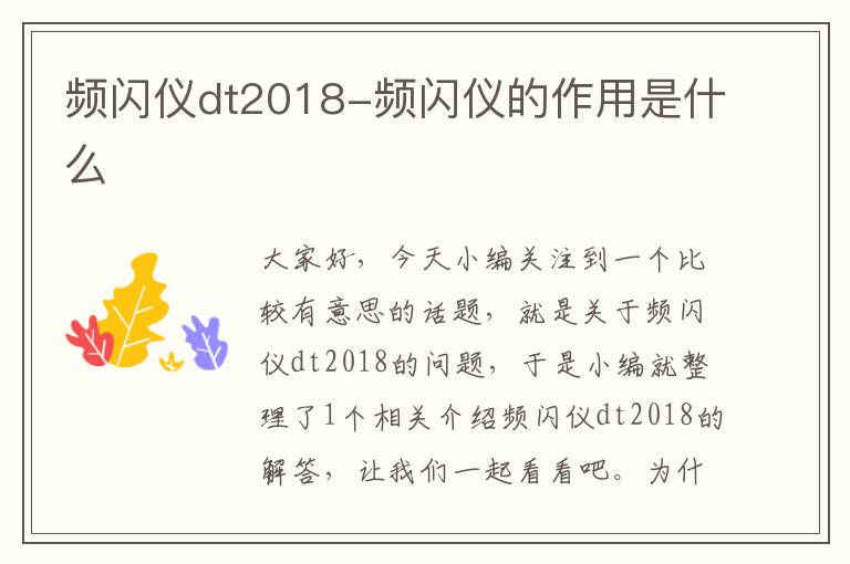 频闪仪dt2018-频闪仪的作用是什么