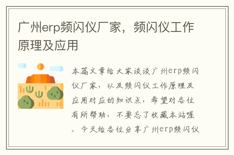 广州erp频闪仪厂家，频闪仪工作原理及应用