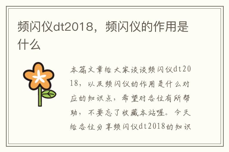 频闪仪dt2018，频闪仪的作用是什么