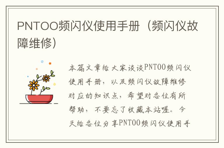 PNTOO频闪仪使用手册（频闪仪故障维修）