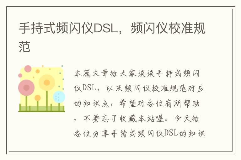 手持式频闪仪DSL，频闪仪校准规范