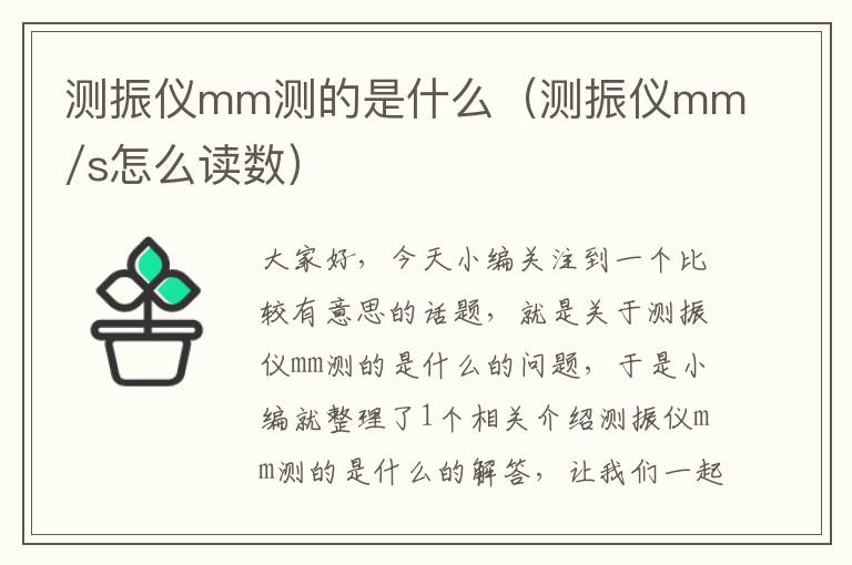 测振仪mm测的是什么（测振仪mm/s怎么读数）