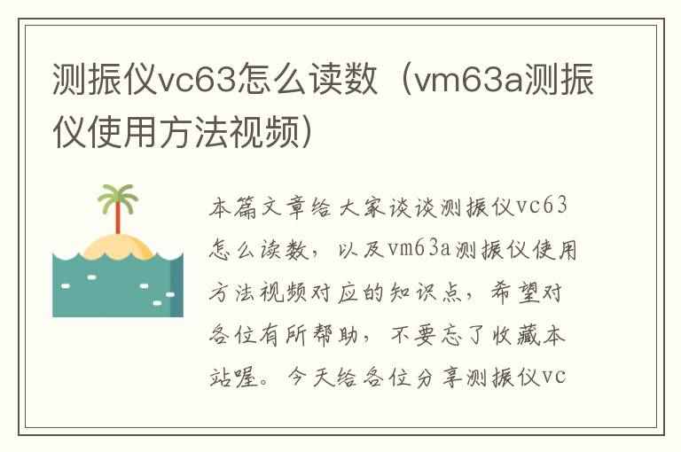 测振仪vc63怎么读数（vm63a测振仪使用方法视频）