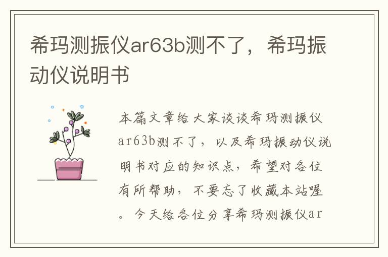 希玛测振仪ar63b测不了，希玛振动仪说明书